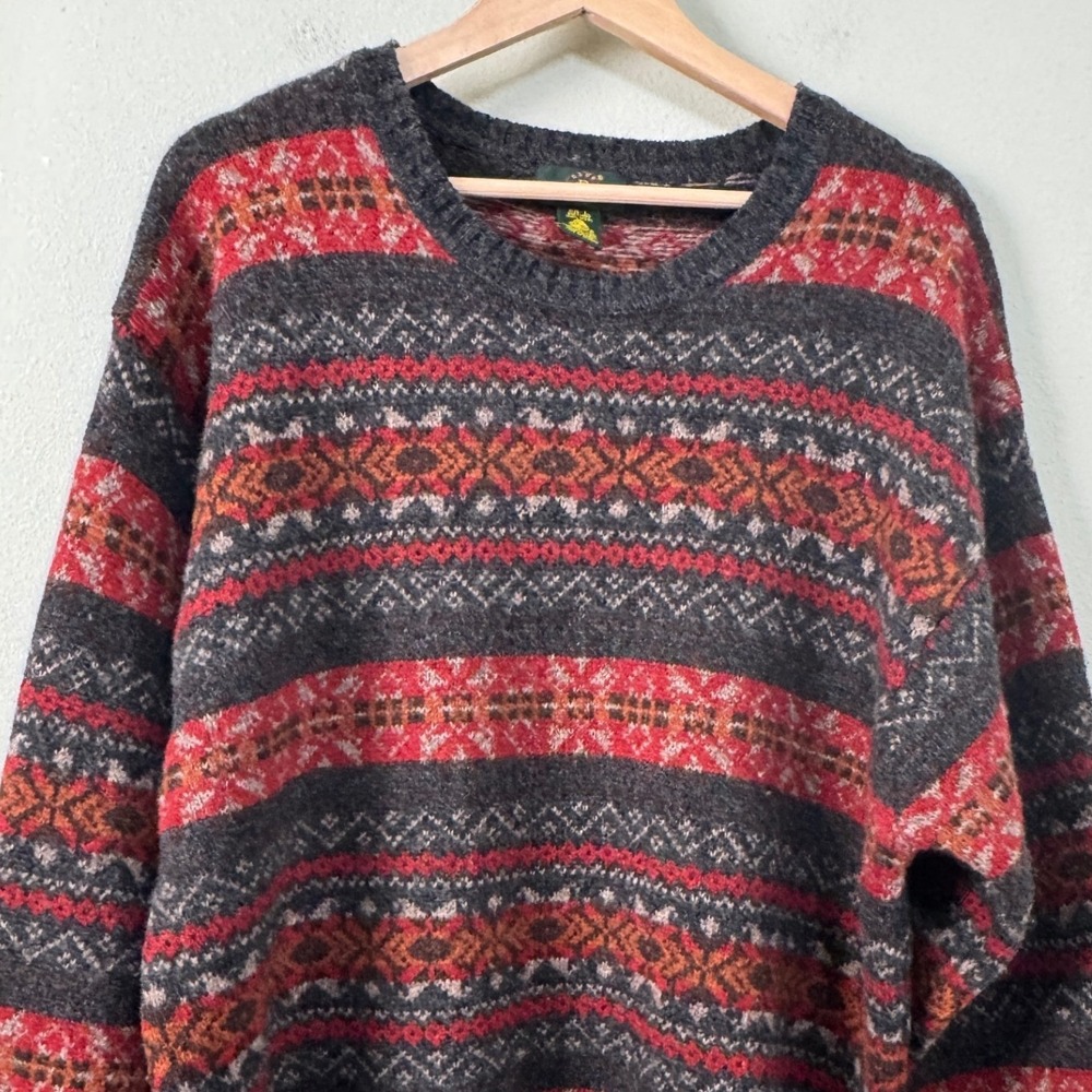 Vintage 90s Club Room Shetland Wool Fair Isle Nordic Grandpa Sweater Mens L - Picture 3 of 9